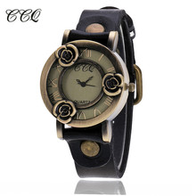 CCQ Vintage Leather Strap Women Wrist Watch Antique Casual Roman Numerals Ladies Quartz Watches Relogio Feminino 1291