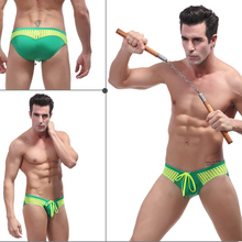 No discount Sexy and Comfortable Swimwear men colorful patchwork swimming trunks nylon low waist men