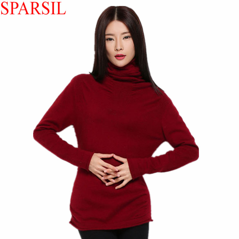 Winter Women Ruffled Collar Cashmere Sweater Autumn Fashion Lady Long Sleeve Knitted Pullover 2015 New Brand Knitwear Jumper