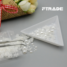 2016 NEW 400pcs/bag mix size 2mm-8mm White Half Round DIY Flatback Nail Art Pearl Use for phone cases Jewelry Decoration