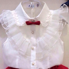new 2015 Summer fashion Girl lace white blouses red shorts clothing set twinset