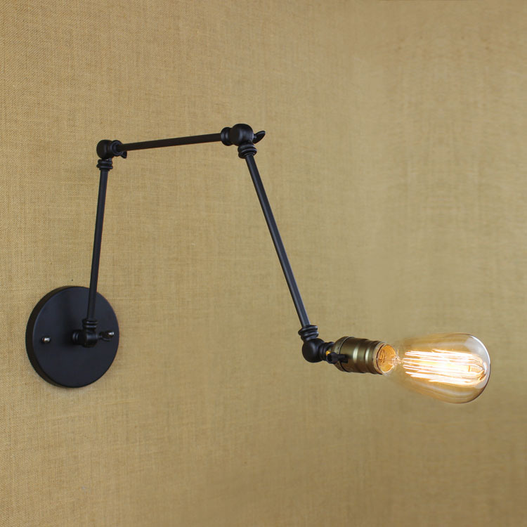 Creative Iron Retro Industrial Loft Style Wall Lamp Black Swing Arm Simple Vintage Cafe Light Aisle Light Free Shipping