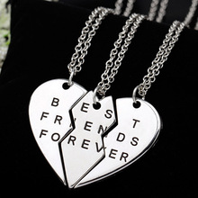 New collier choker necklace heart pendant pieces broken three best friend forever necklace women necklace jewelry