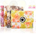 For Ipad 2 3 4 floral case 360 degree rotate pu leather and pc material smart