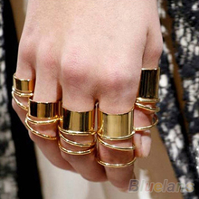 9PCS Set Urban Punk Golden stack Plain Cute Above Knuckle Ring Band Midi Rings for Women