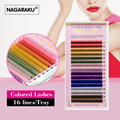 NAGARAKU 16rows tray 8 Colors Rainbow Colored Eyelash Extension Faux Mink color eyelashes colorful cilia eyelash