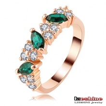 Dark Green Color Zircon Ring 2014 Unique New Real 18K Rose Gold Plated Women Rings Fashion Jewelry ITL-RI0114