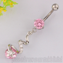 Belly button ring Spiral pendant Navel piercing Fashion body jewelry 14G 316L surgical steel bar Nickel-free free shipping
