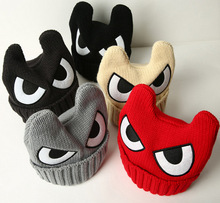 Hot Sale Boys winter hats Solid Double Eye pointy warm hats for kids children boys wool knitted hats gorro lana