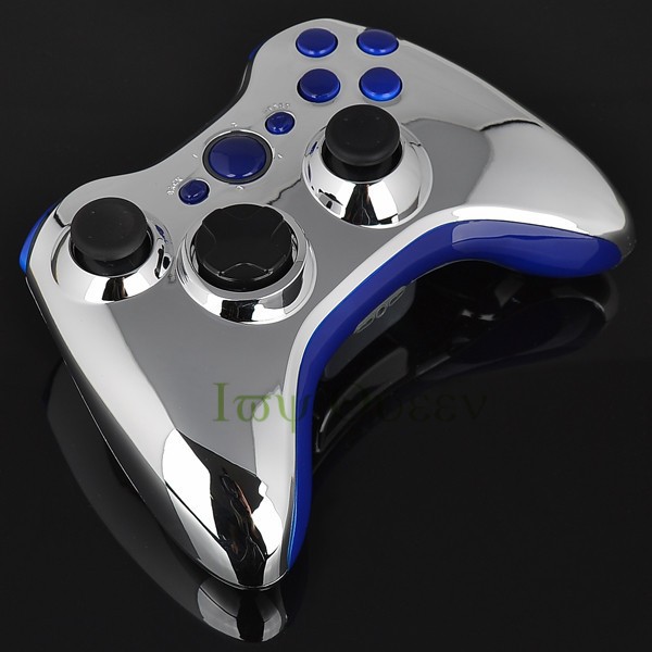 FOR xbox 360 controller chrome silver shell05
