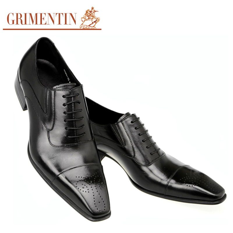 GRIMENTIN Fashion Italian Men Shoes Genuine Leather Mens Dress Shoes Sales Carved Designer ...