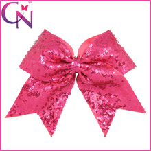 8 Inch Bling Sequin Baby Kids Cheerleading Bow With Elastic Hair Band High Quality Grosgrain Ribbon