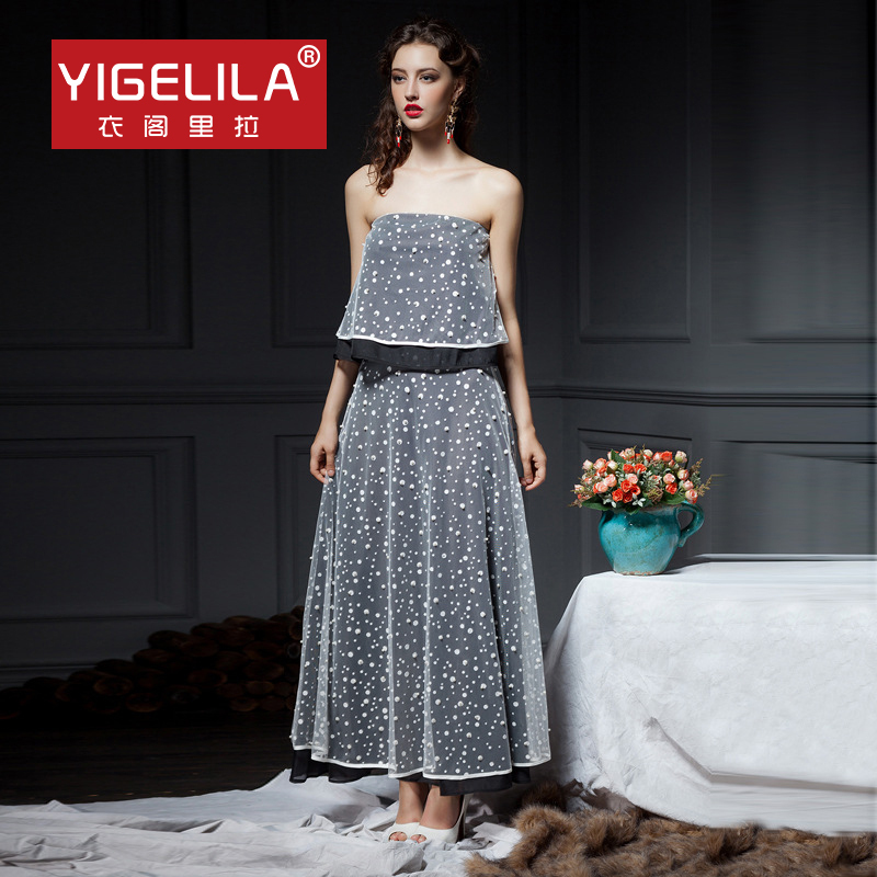 YIGELILA 885 High-end Custom Pearl Gauze Strapless Princess Evening Dress Free Shipping