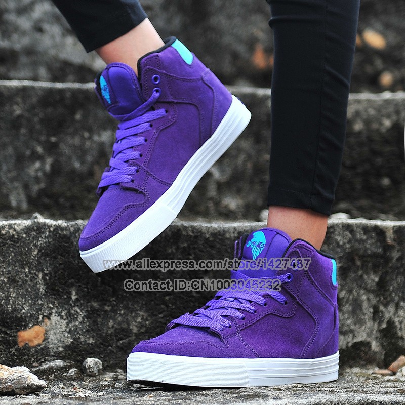 Wholesale Justin Bieber Skytop Chad Muska Purple Full Grain Leather Suede High Top Style Skate Shoes_15