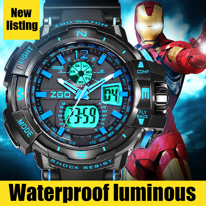 Multifunctional Electronic Watch Luminous Waterproof Outdoor Sports Watch Running double display high quality