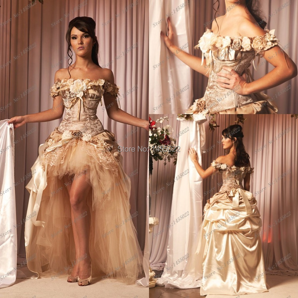 2014 New Arrival Champagne Princess A Line Lace Handmade Flower