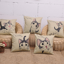 Woven Linen lovely cat Cushion Covers 43*43cm