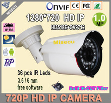 New HD 1.0MP Onvif P2P HD 720P bullet IP NIght Vision Camera 1280*720P CMOS 36pc IR Cut ABS HOUSING Camera home security free