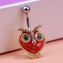 Luxury brand Steampunk Owl Percing Men Colar Masculino Sexy Body Piercing Jewelry 18K Gold Enamel Navel Rings Colares Bijuterias