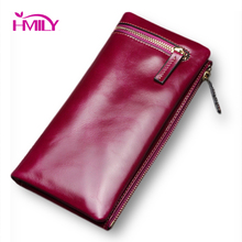 Fashion Brand Luxury Women Long Wallet Genuine Leather Smooth Zipper New Leather Female Purse Casual Card Cash Clutch Bag Ladies