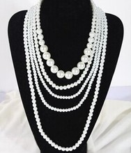 chinese jewelry company wholesale 5 rope pearl necklace hot fine quality fashion white beads pearl necklace