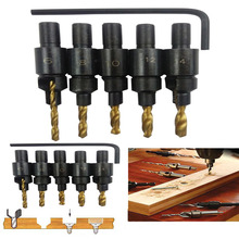Hot 5pcs Hss Woodworking Ti Countersink Drill Bit Set Wood Countersinks Screw Size #6 #8 #10 #12 #14