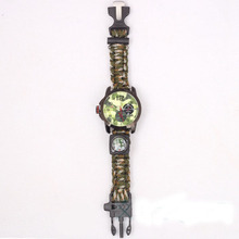 1pc Multicam Outdoor camping Travel Kit Watch With survival Flint Fire starter paracord Compass rescue Whistle