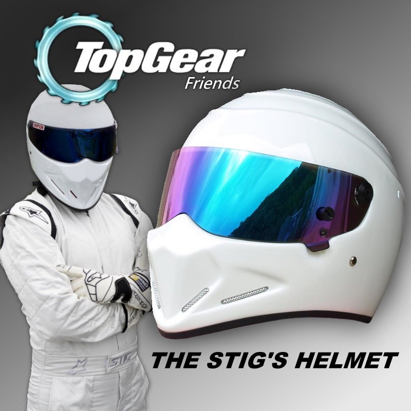 For Topgear The STIG Helmet TG Fans\'s Collectable Like as SIMPSOM Pig White Motorcycle Helmet with Colorful Visor