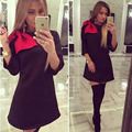 2016 autumn and winter long sleeved round neck bow A line dress loss promotion