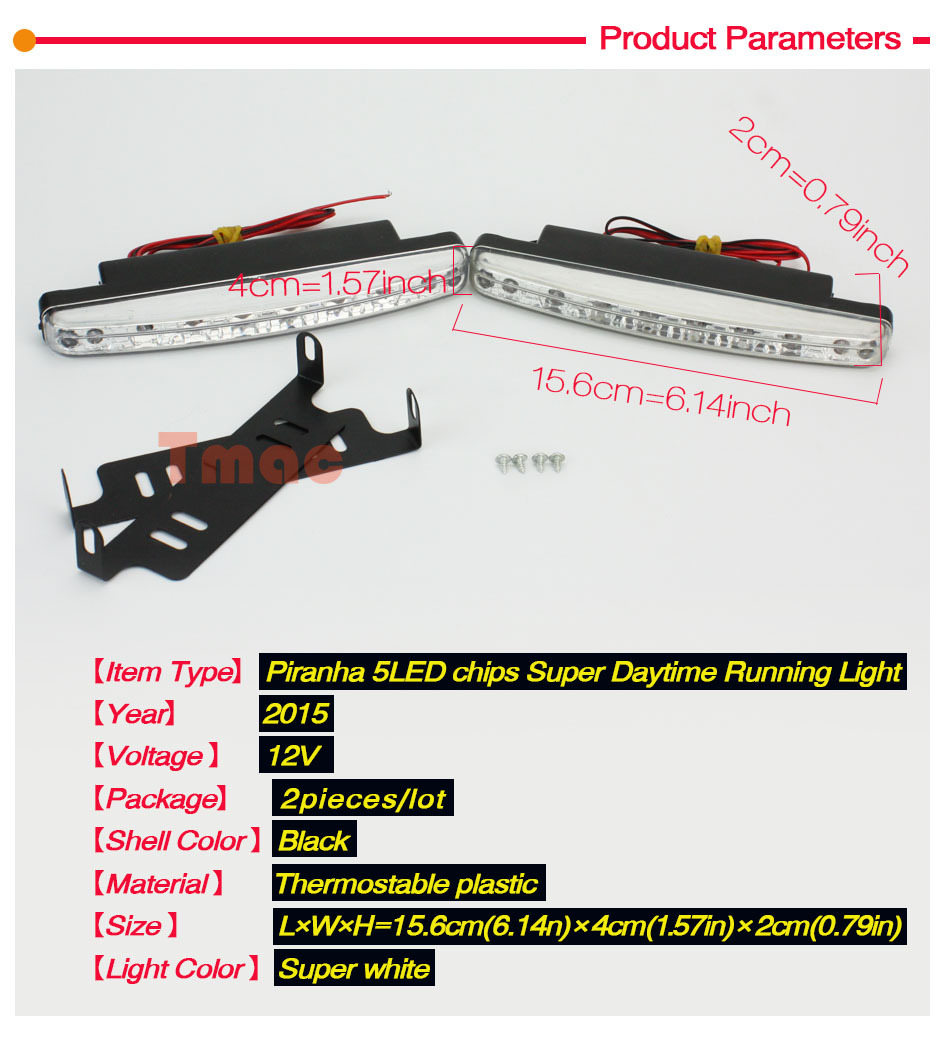 Newest 2Pcs Car Daytime Running Lights 8 LED DRL Daylight Kit parking light 12V DC Head