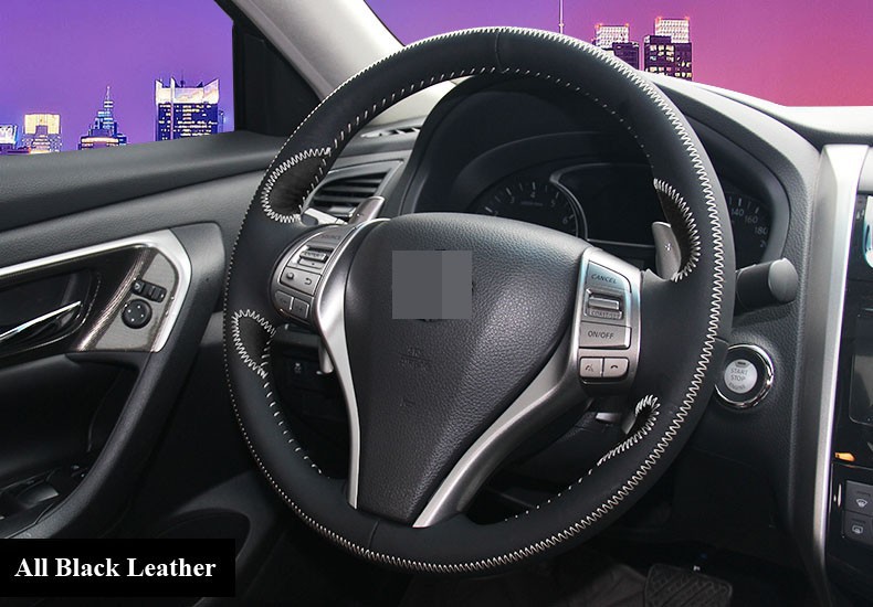 for Nissan 2013 Teana 2014 X-Trail Leather Steering Wheel Cover Black