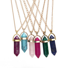 2016 19designs Bijoux Jewelry Women Natural Stone Quartz Necklaces Pendants Vintage Bullet Crystal Necklace