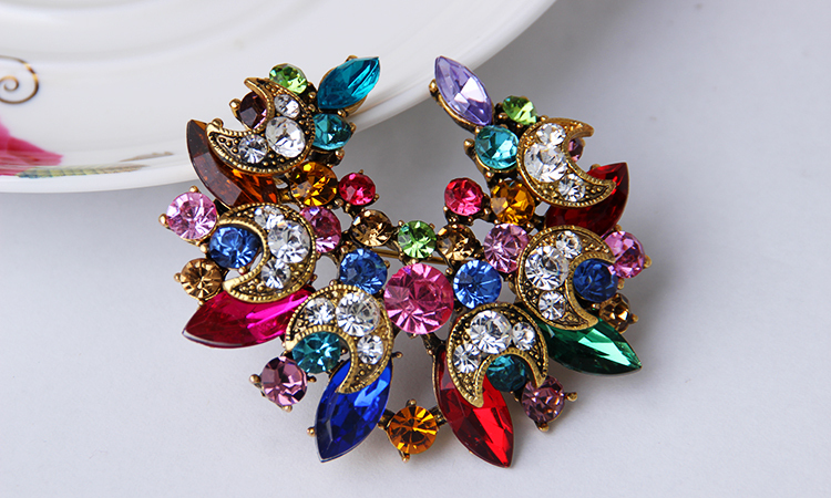 Colorful Big flower high-grade lovely crystal brooch fashion jewelry 