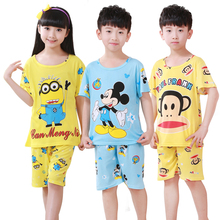 kids pajamas 2016 summer new cartoon cotton short sleeve baby boys girls pyjamas children sleepwear sets