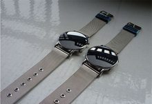Fashion Cool MEN Clock Watch Iron Man Blue LED Watches Luxury Stainless Steel Binary Bracelets Bangles