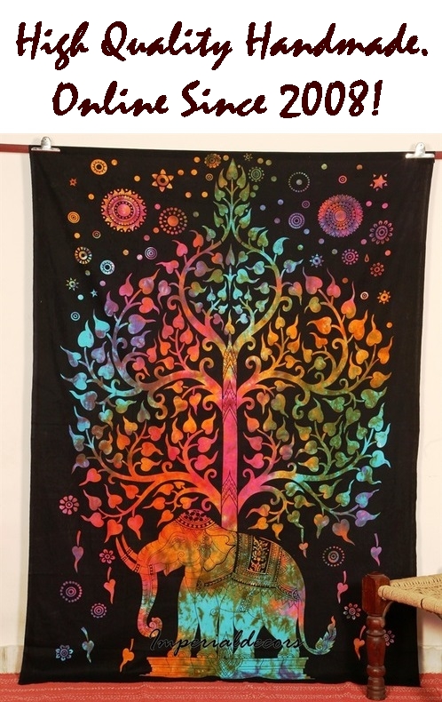 Indian Tree Of Life Tapestry, Mandala Wall Hanging, Hippie Psychedelic, Dorm Tapestry/Bedsheet(TWIN SIZE, 100% PREMIUM QUALITY).