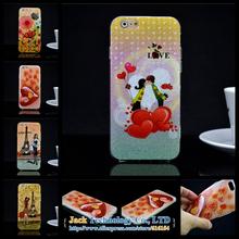 For iphone6 6s case A beautiful tower love Soft TPU With golden shiny tiny powder soft Cover TPU cell phone cases covers