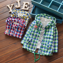 In the spring of 2016’s new children cotton shirt Hooded Shirt Boy Baby casual Plaid turtleneck jacket