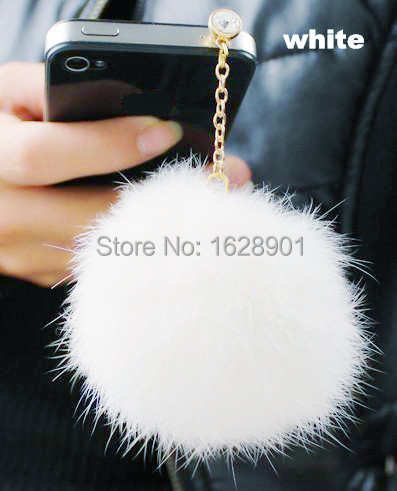 free shipping colored faux ball plush dust plug for smartphone universal 3.5mm headset stopper earphone dustproof plug wholesale