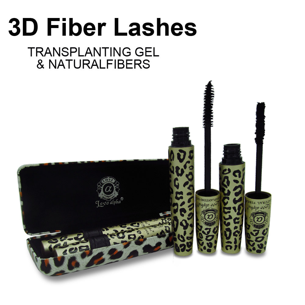1Set 2Pcs Wild Leopard 3d Mascara rimel FIBER LASHES makeup set For Eyelashes Love Alpha waterproof