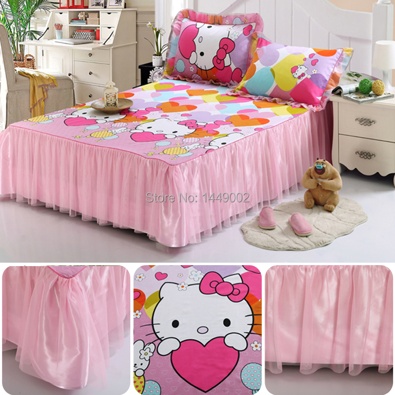 2015 New Cotton Bedcover Hello Kitty With Lace