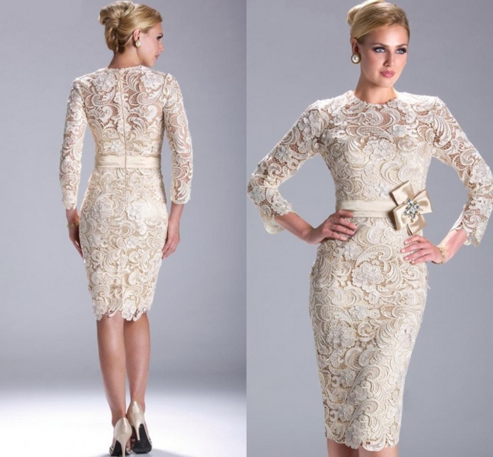 Short Lace Dress with 3 4 Sleeves