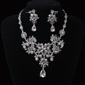 Fashion Gorgeous Clear Crystal Wedding bridal jewelry sets Gold Red rhinestone jewelry sets for Women Wedding