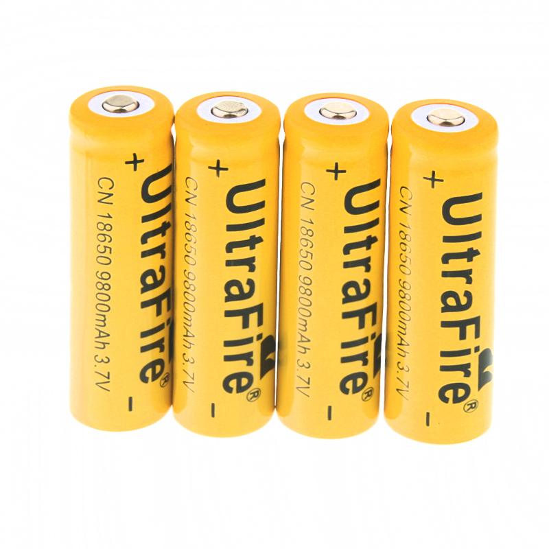 4pcs lot 3 7V 18650 UltraFire 9800mAh Li ion Rechargeable Battery For Flashlight Torch Free Shipping