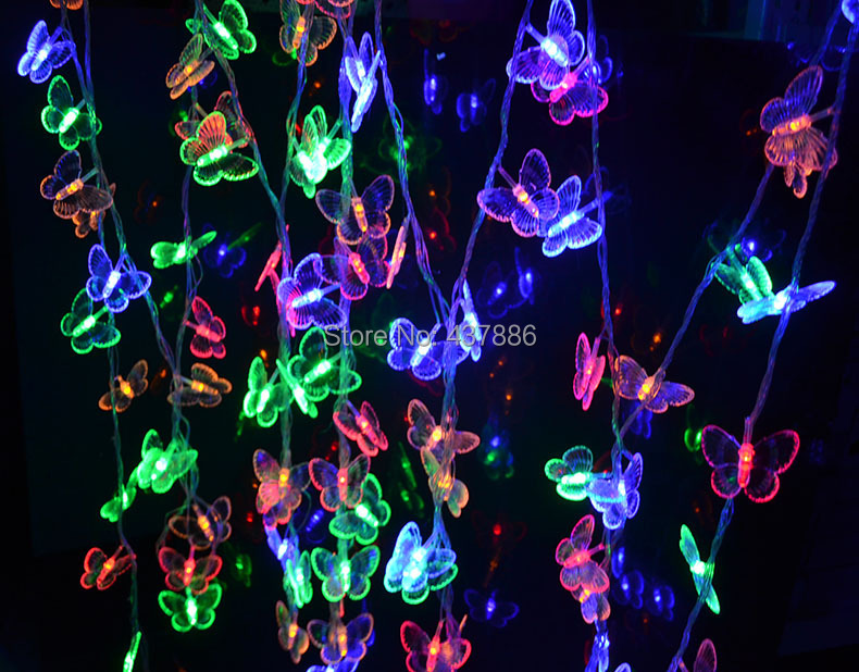 String copper wire waterproof butterfly battery flasher lantern led light for christmas party ...