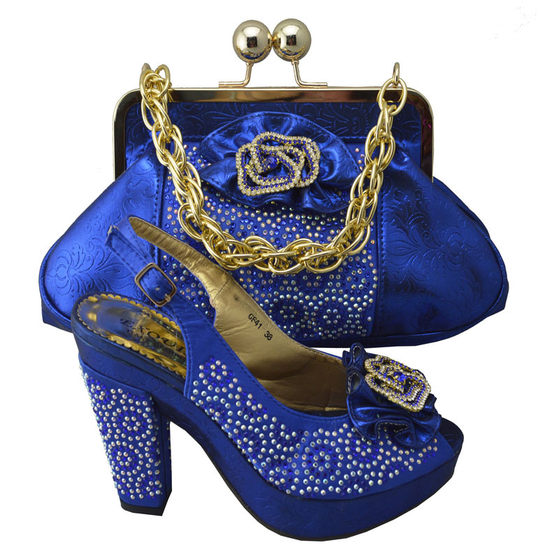 Blue Italian Shoes and Matching Bags African Women Shoes and Bags Set ...