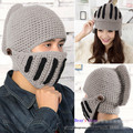 Women And Men Lovers Warm Winter Crochet Knit Hat With a Gladiator Mask Cap Couples Beanie