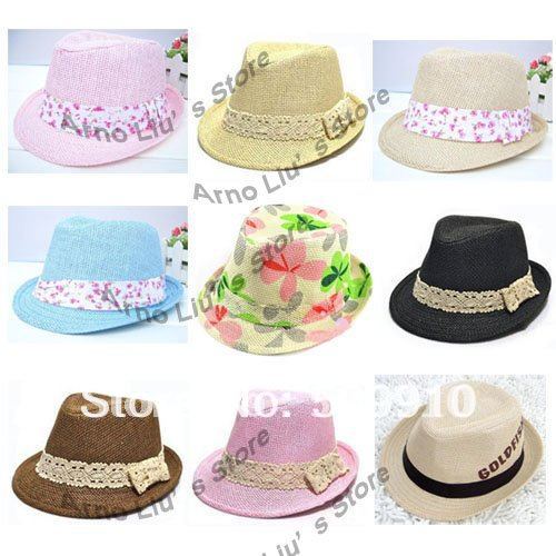 Kids Straw Fedora Hat Baby Summer Straw Cowboy Hat Free Shipping