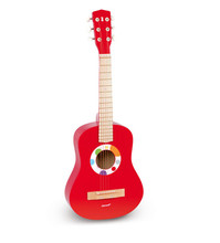Free shipping!Janod wooden Kids Guitar High Quality Red Baby Iron Strings Wooden Guitar toy Musical Instrument Toy Educational