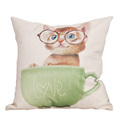 45CM 45CM Comfortable Cartoon Seat Cover Cotton Linen Printed 5 Cute Cat Pattern Cushion Cover Free